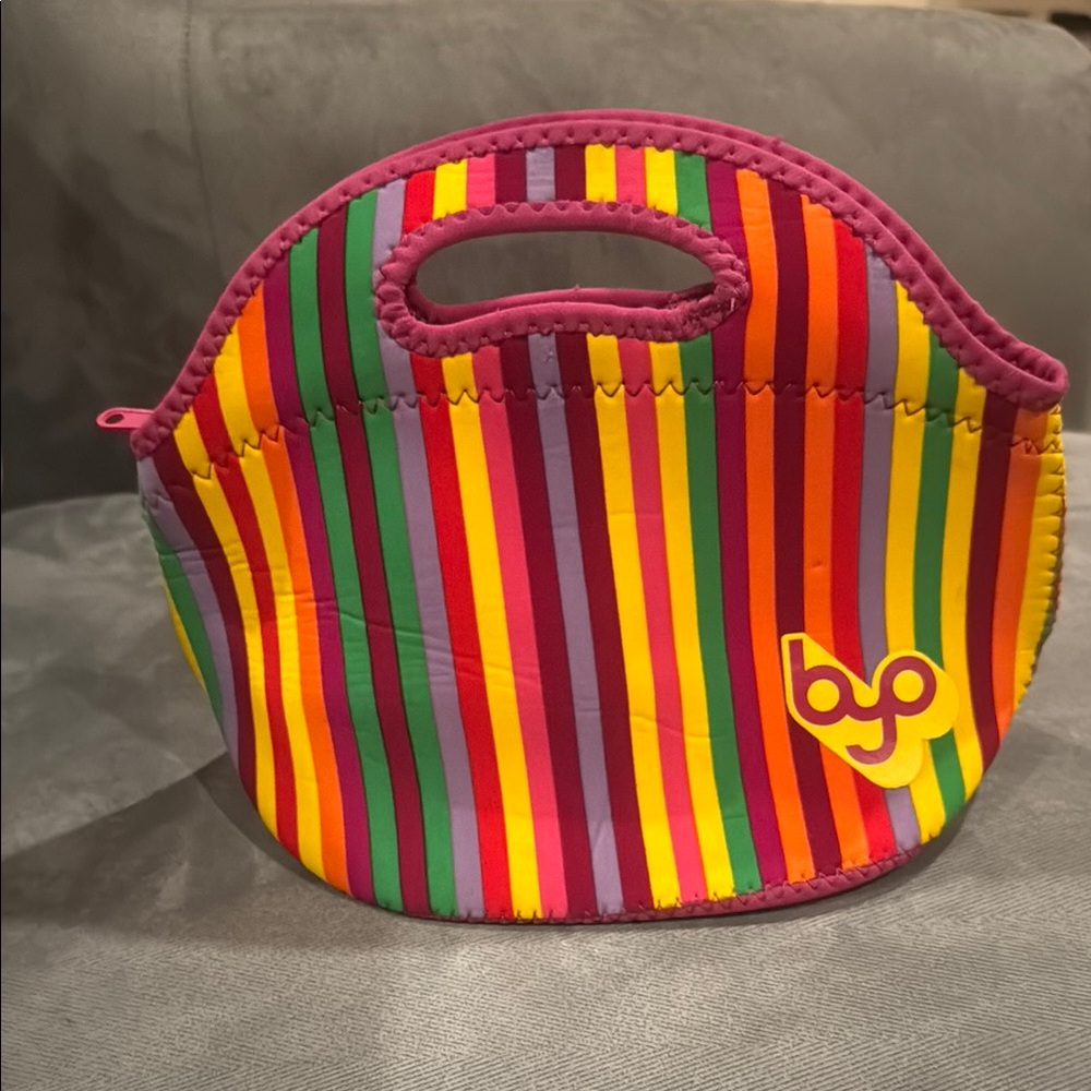 BYO RAMBLER Multicolor Striped Zip closed neoprene Lunch Bag